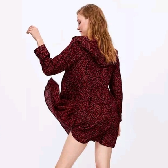 Leopard Dress Sweet Ruffles Long Sleeve - Picture 4 of 8